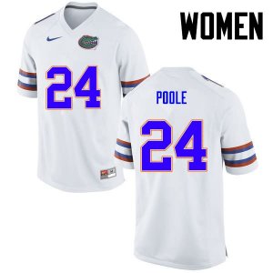 Women's Florida Gators #24 Brian Poole NCAA Nike White Authentic Stitched College Football Jersey WGG4562QR